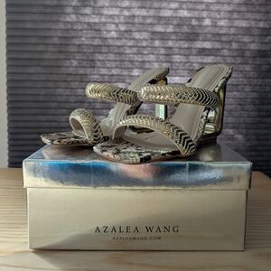 Azalea Wang Snake Print Heeled Sandals - Gold and Black